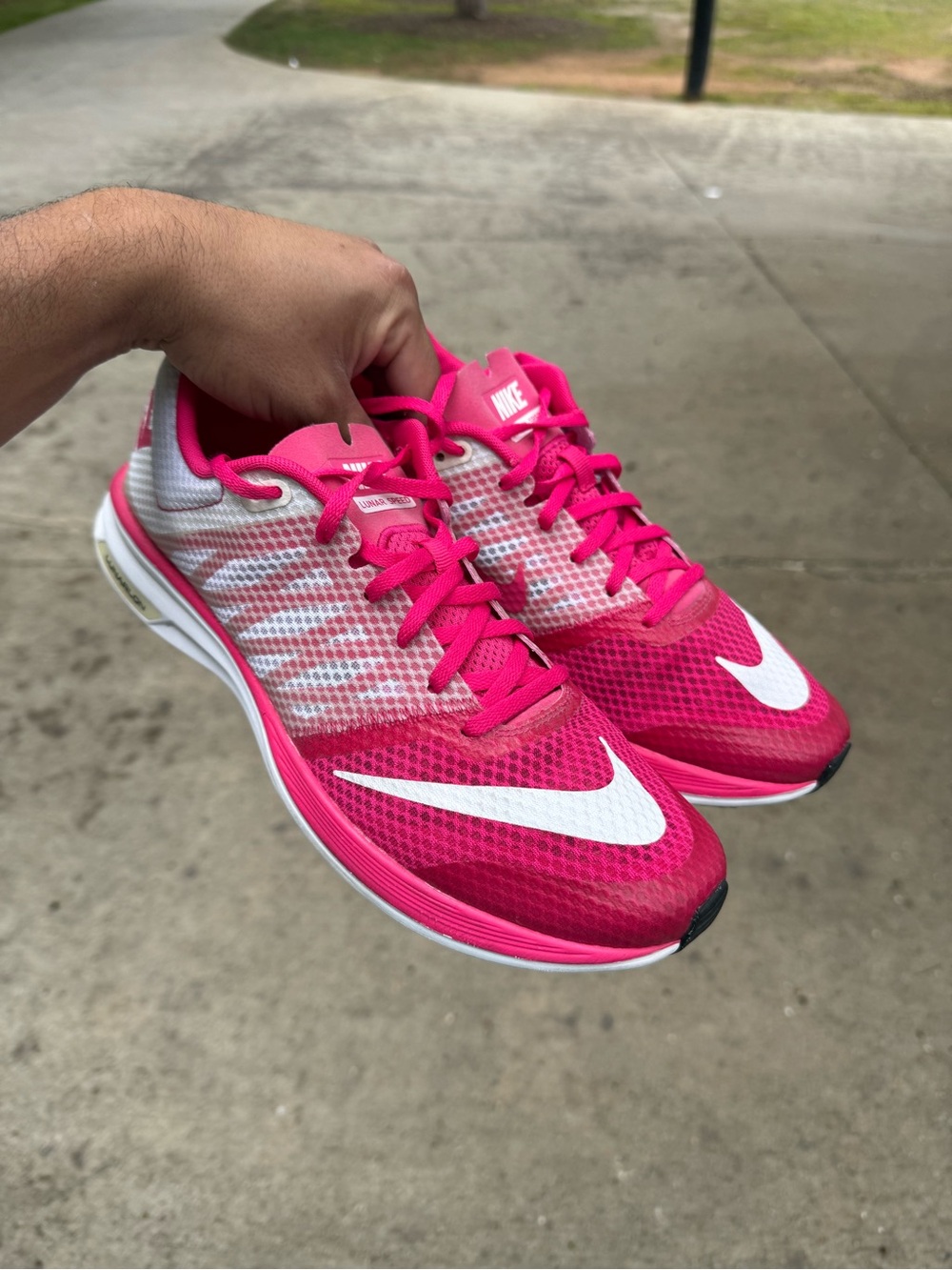 Nike Lunar Speed Plus Pink White Women Size 11.5 Used Missing Insoles